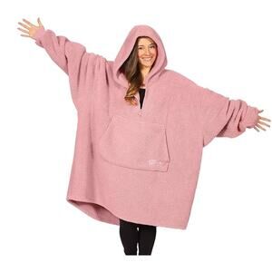 Comfy Women’s Cozy Comfort‎ Wearable Blanket Quarter-Zip Oversized Hoodie Pink